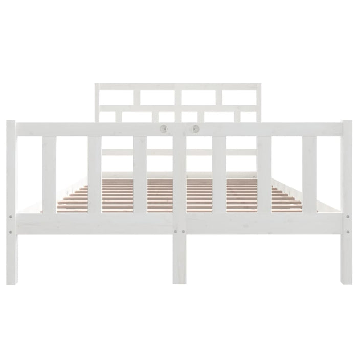 Bed Frame White Solid Wood Pine 160x200 cm 5FT King Size.