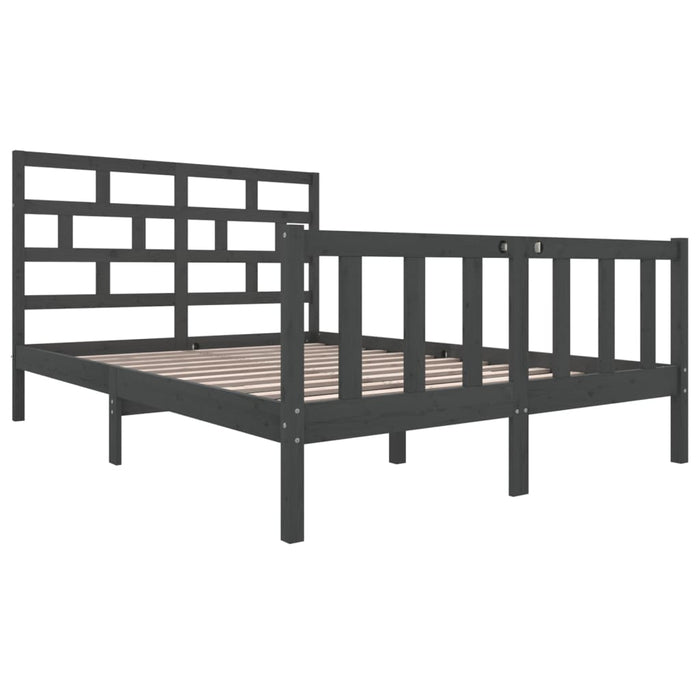 Bed Frame Grey Solid Wood Pine 160x200 cm 5FT King Size.