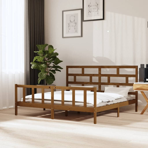 Bed Frame Honey Brown Solid Wood Pine 180x200 cm Super King.