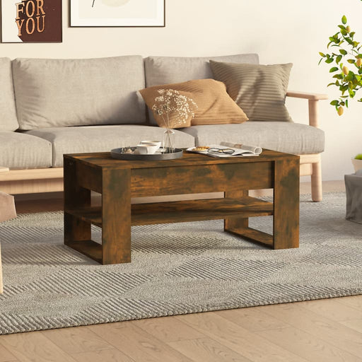 Coffee Table Smoked Oak 102x55x45 cm Engineered Wood.