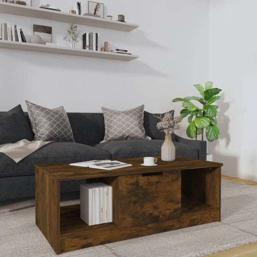 Coffee Table Smoked Oak 102x50x36 cm Engineered Wood.