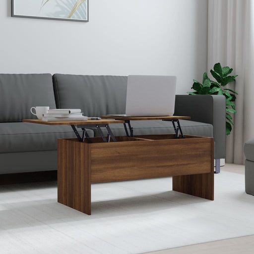 Coffee Table Brown Oak 102x50.5x46.5 cm Engineered Wood.