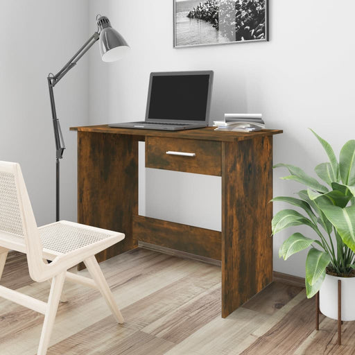 Desk Smoked Oak 100x50x76 cm Engineered Wood.