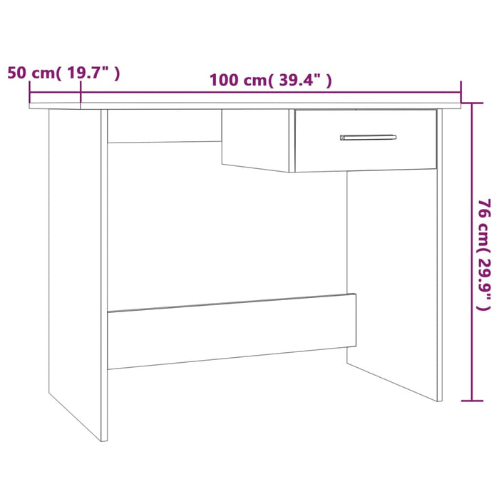 Desk Brown Oak 100x50x76 cm Engineered Wood.