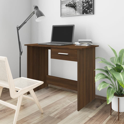 Desk Brown Oak 100x50x76 cm Engineered Wood.