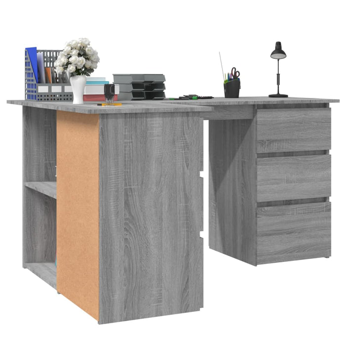 Corner Desk Grey Sonoma Engineered Wood 145 cm