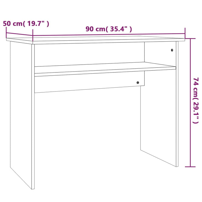 Desk Smoked Oak 90x50x74 cm Engineered Wood.