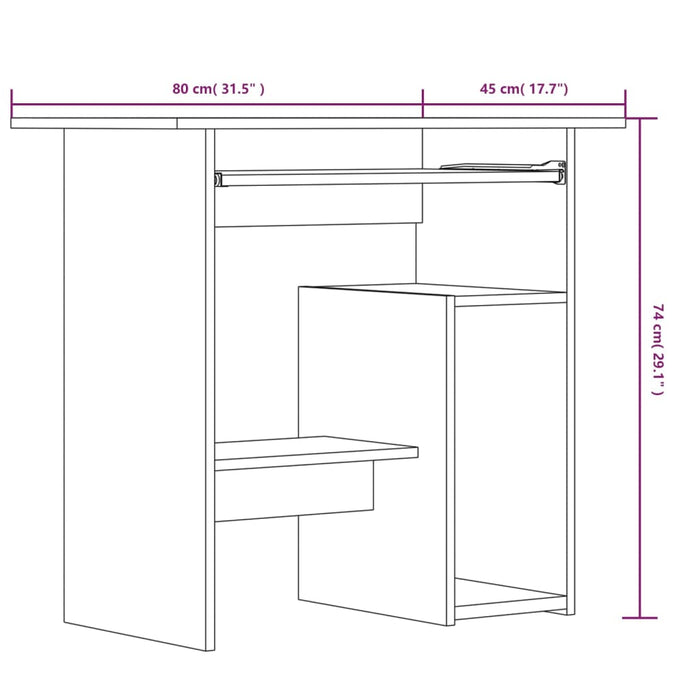 Desk Grey Sonoma 80x45x74 cm Engineered Wood.