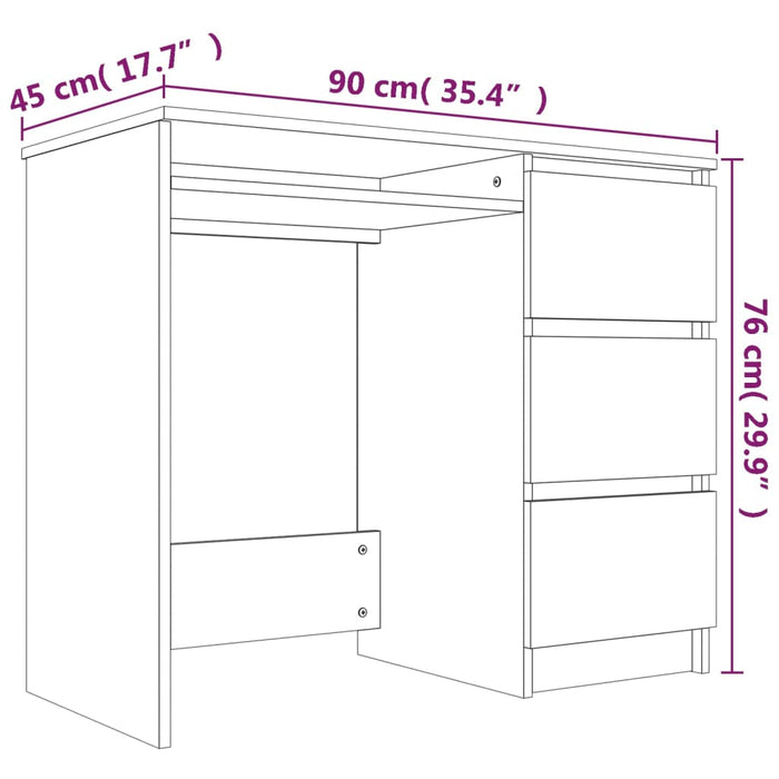 Desk Grey Sonoma 90x45x76 cm Engineered Wood.