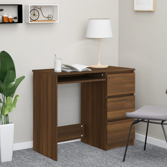 Desk Brown Oak 90x45x76 cm Engineered Wood.