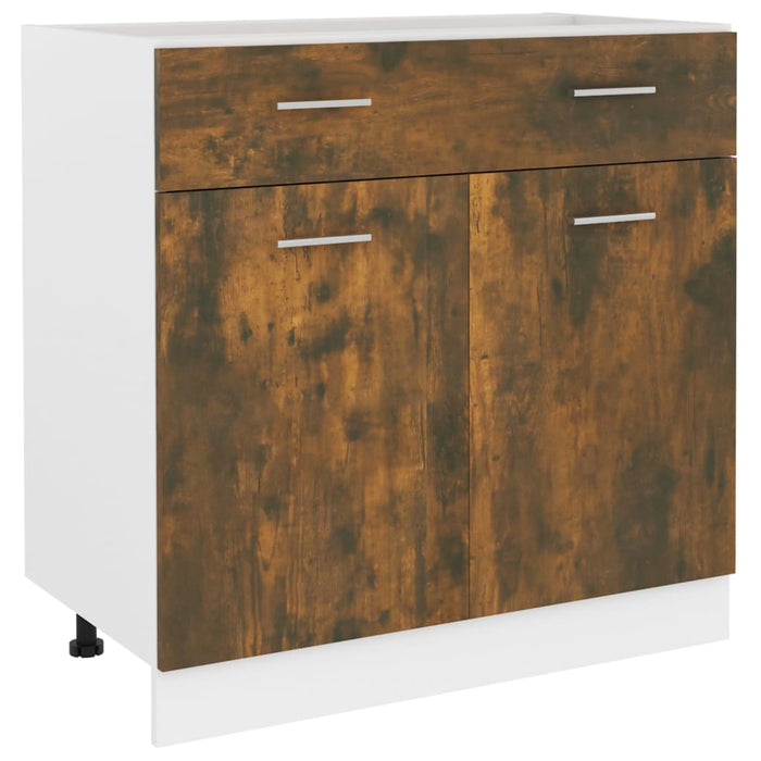 Drawer Bottom Cabinet Smoked Oak 80x46x81.5 cm Engineered Wood.