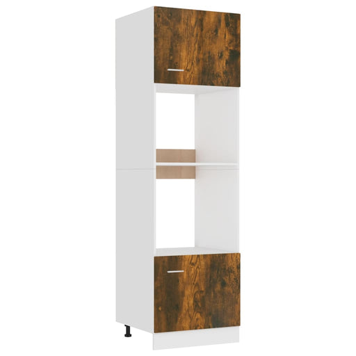 Microwave Cabinet Smoked Oak 60x57x207 cm Engineered Wood.