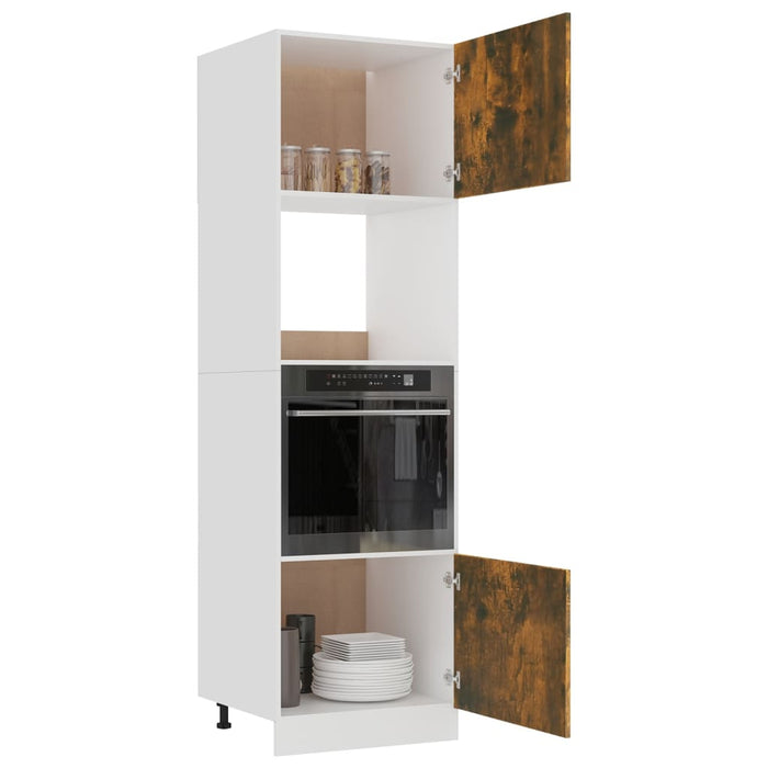 Microwave Cabinet Smoked Oak 60x57x207 cm Engineered Wood.