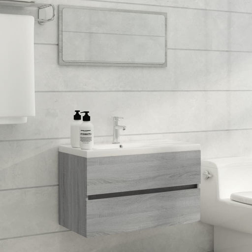 2 Piece Bathroom Furniture Set Grey Sonoma Engineered Wood.