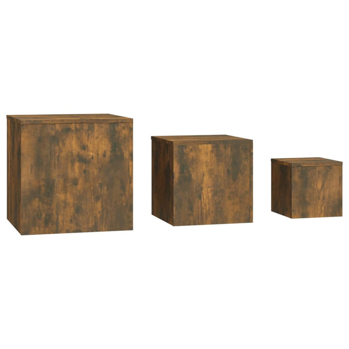 Side Tables 3 pcs Smoked Oak Engineered Wood.