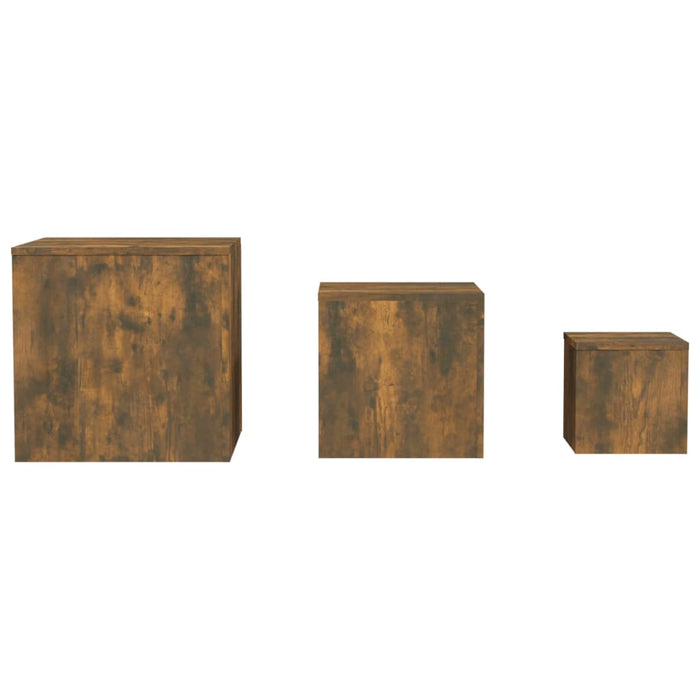 Side Tables 3 pcs Smoked Oak Engineered Wood.