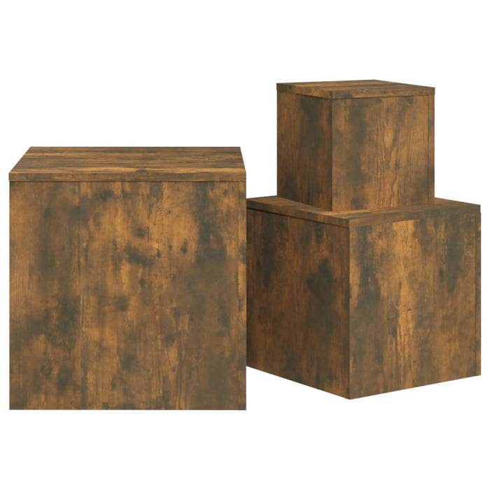 Side Tables 3 pcs Smoked Oak Engineered Wood.