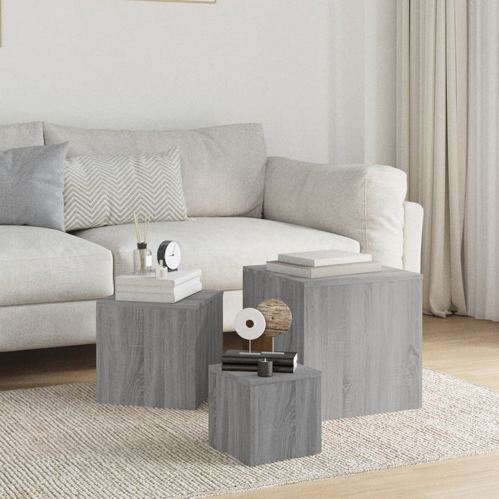 Side Tables 3 pcs Grey Sonoma Engineered Wood.