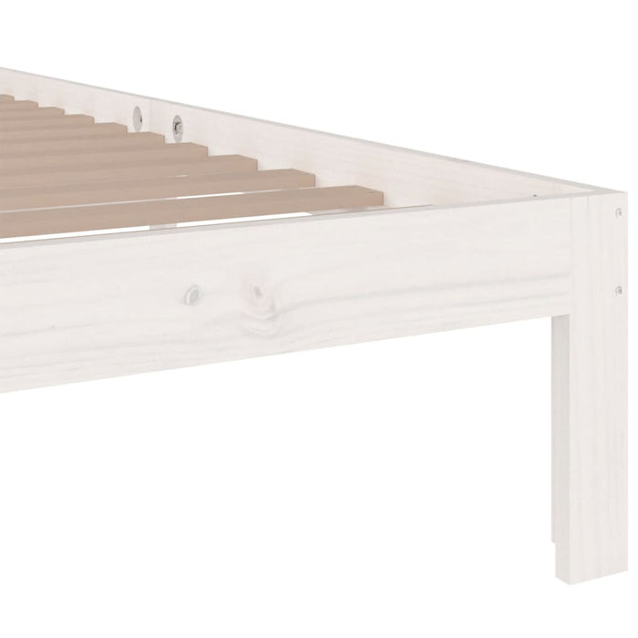 Bed Frame White Solid Wood 75x190 cm Small Single