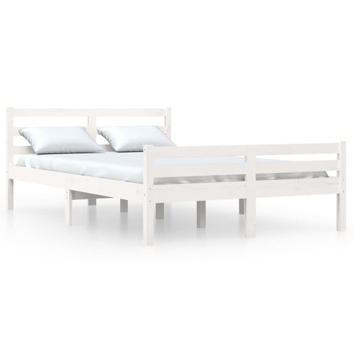 Bed Frame White Solid Wood 120x190 cm 4FT Small Double.