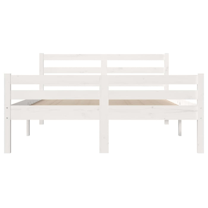 Bed Frame White Solid Wood 135x190 cm 4FT6 Double.