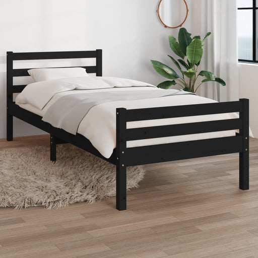 Bed Frame Black Solid Wood 100x200 cm.
