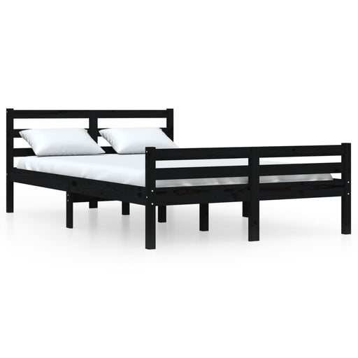 Bed Frame Black Solid Wood 140x200 cm.