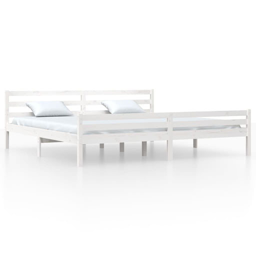 Bed Frame White Solid Wood 180x200 cm 6FT Super King.