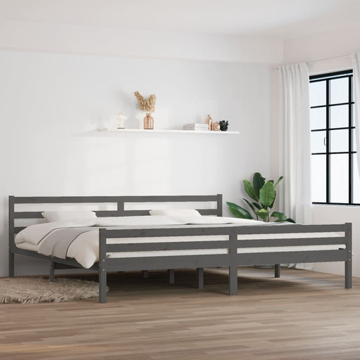 Bed Frame Grey Solid Wood 180x200 cm 6FT Super King.
