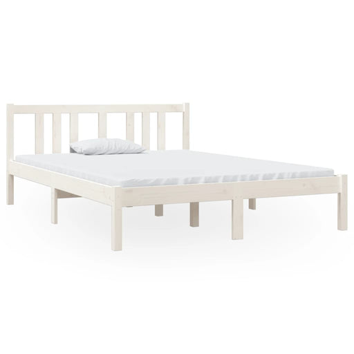 Bed Frame White Solid Wood 120x190 cm 4FT Small Double.