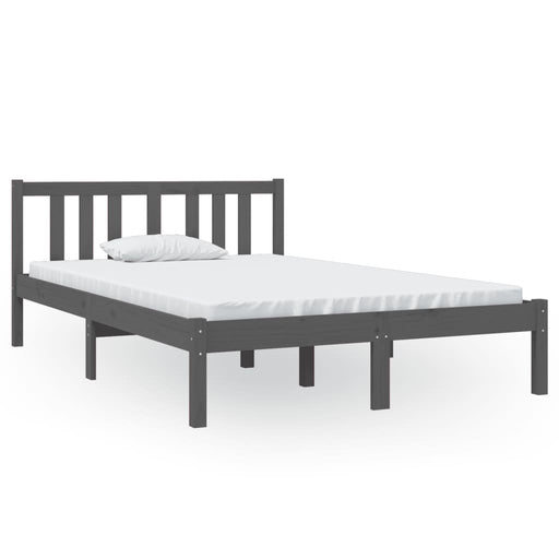 Bed Frame Grey Solid Wood 120x190 cm 4FT Small Double.
