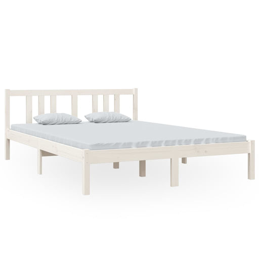 Bed Frame White Solid Wood 140x200 cm.