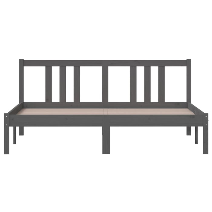 Bed Frame Grey Solid Wood 150x200 cm 5FT King Size.