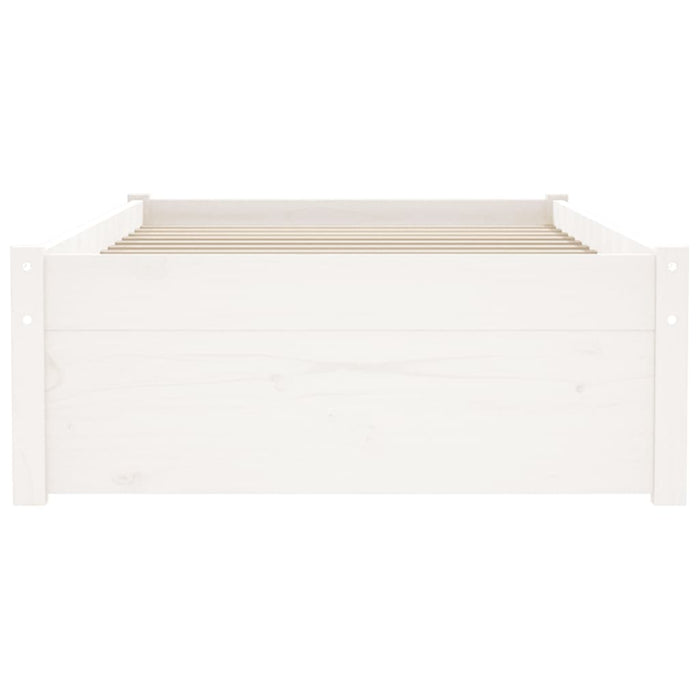 Bed Frame White Solid Wood 75x190 cm 2FT6 Small Single.