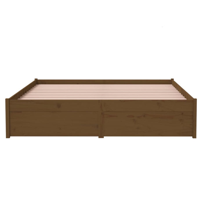 Bed Frame Honey Brown Solid Wood 140x190 cm.