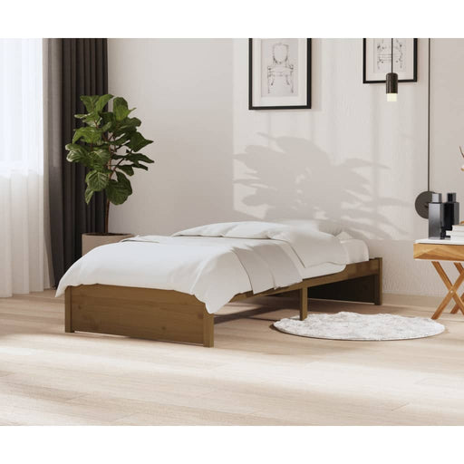 Bed Frame Honey Brown Solid Wood 90x200 cm.