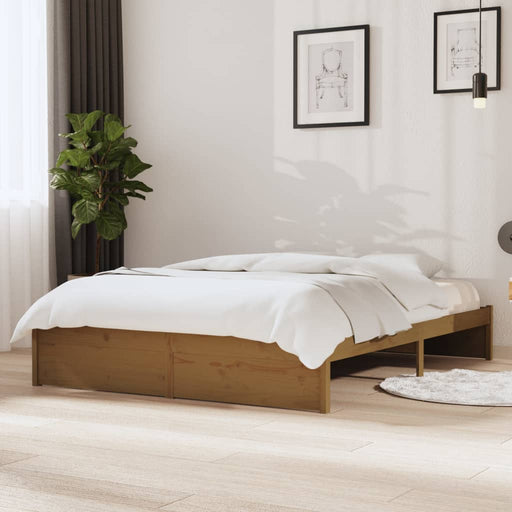 Bed Frame Honey Brown Solid Wood 140x200 cm.