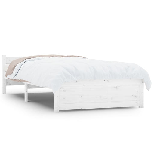 Bed Frame White Solid Wood 75x190 cm 2FT6 Small Single.