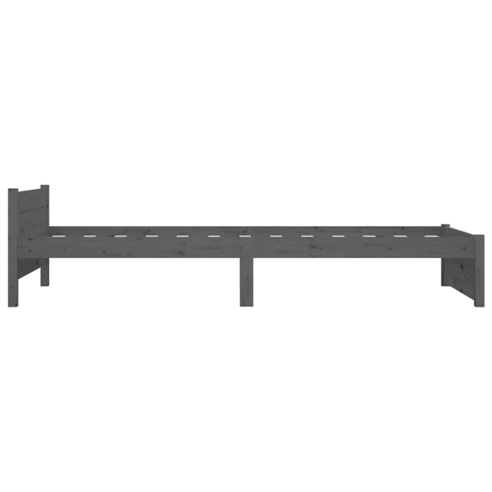 Bed Frame Grey Solid Wood 75x190 cm 2FT6 Small Single.