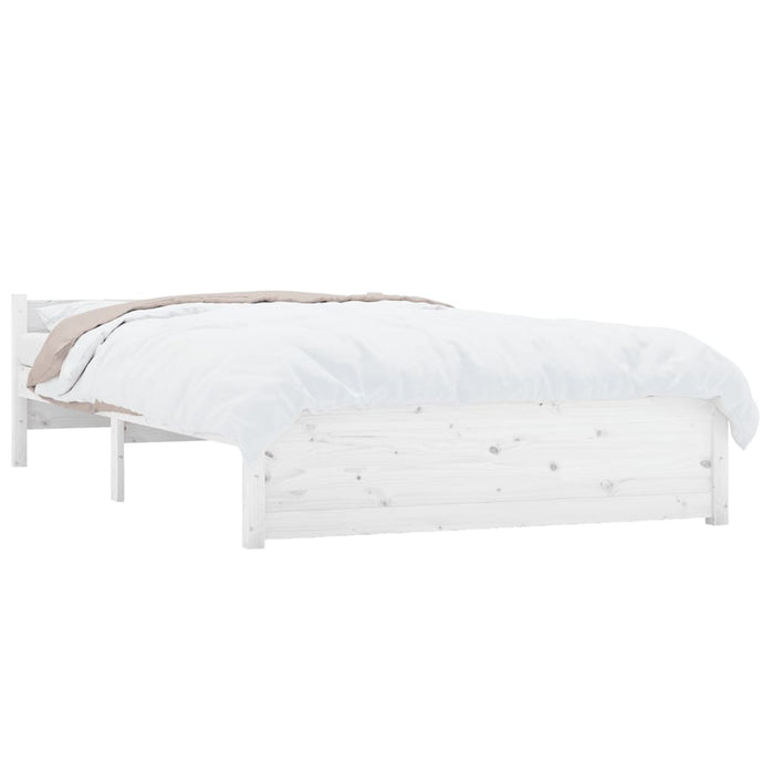 Bed Frame White Solid Wood Small Double 120 cm