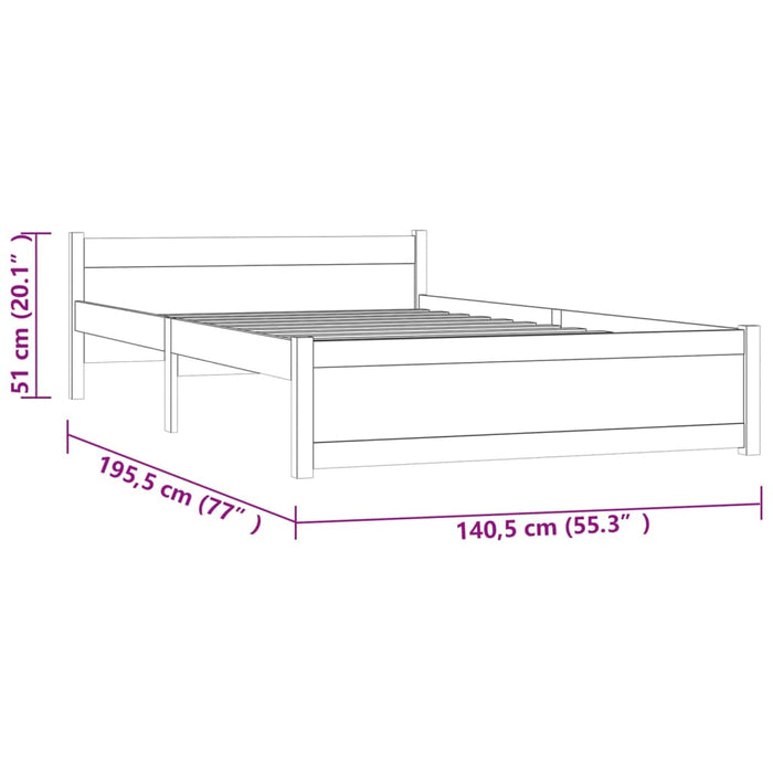 Bed Frame Solid Wood 135x190 cm 4FT6 Double.