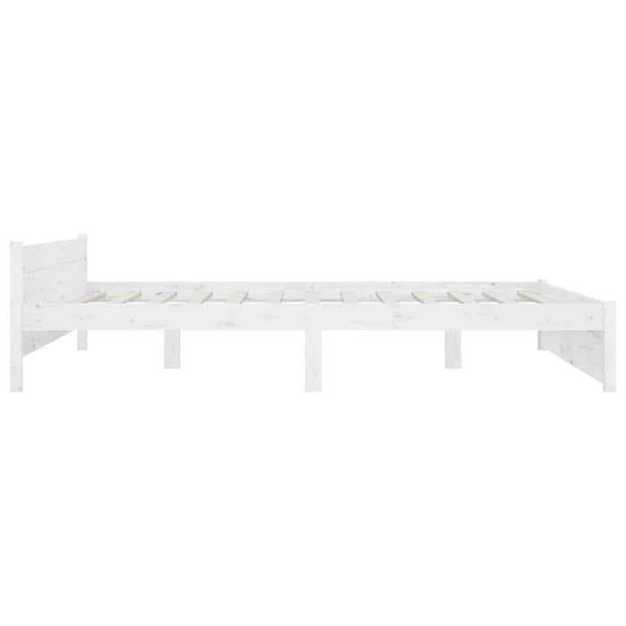 Bed Frame White Solid Wood 150x200 cm 5FT King Size.