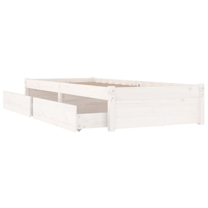 Bed Frame with Drawers White 90x190 cm 3FT Single.
