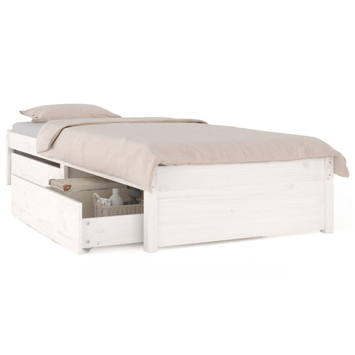 Bed Frame with Drawers White 90x200 cm.