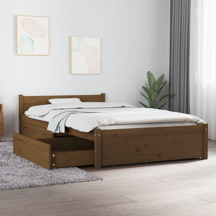 Bed Frame with Drawers Honey Brown 90x200 cm.