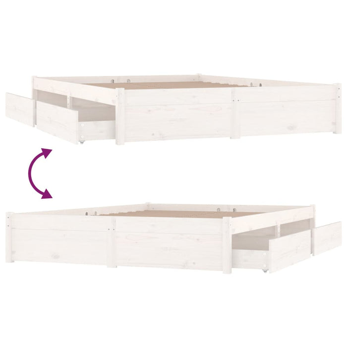 Bed Frame with Drawers White 135x190 cm 4FT6 Double.