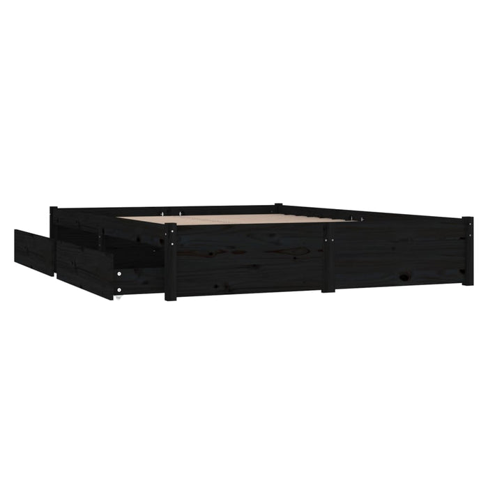 Bed Frame with Drawers Black 135x190 cm 4FT6 Double.