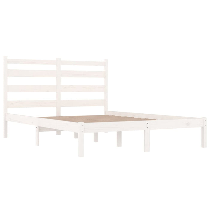 Bed Frame White Solid Wood Pine 135x190 cm 4FT6 Double.