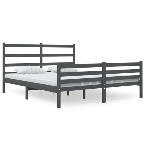 Bed Frame Solid Wood Pine 140x190 cm Grey.