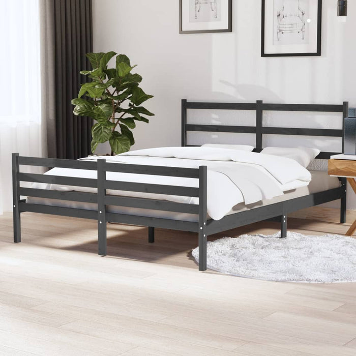 Bed Frame Solid Wood Pine 140x190 cm Grey.